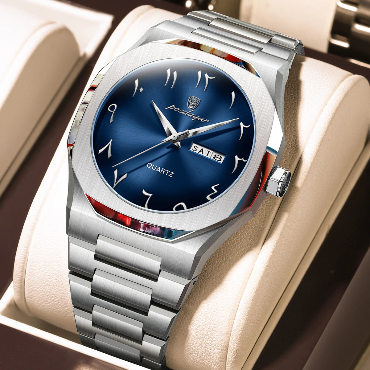 Asymmetric Steel Bracelet Watch