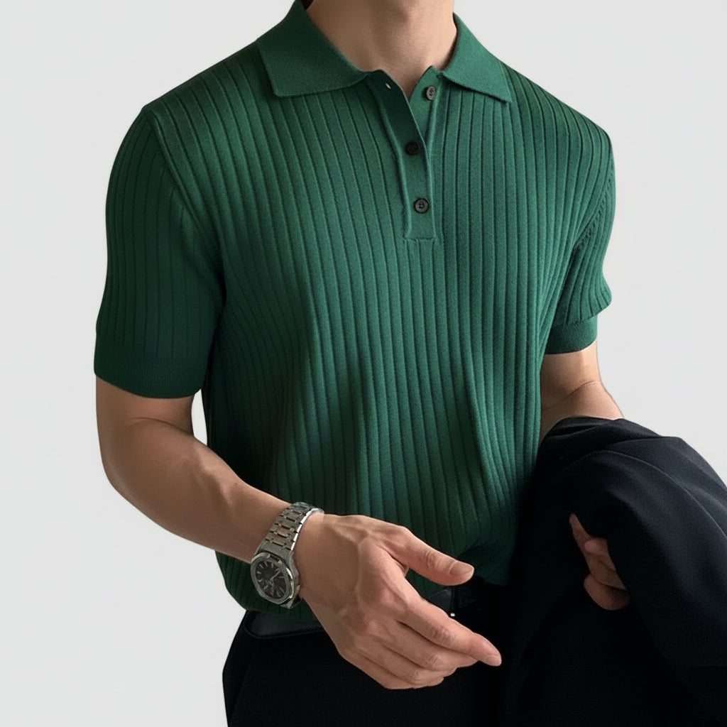 The Mod-Style Knitted Polo - Racing Green