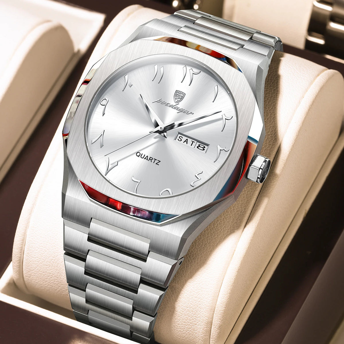 Asymmetric Steel Bracelet Watch