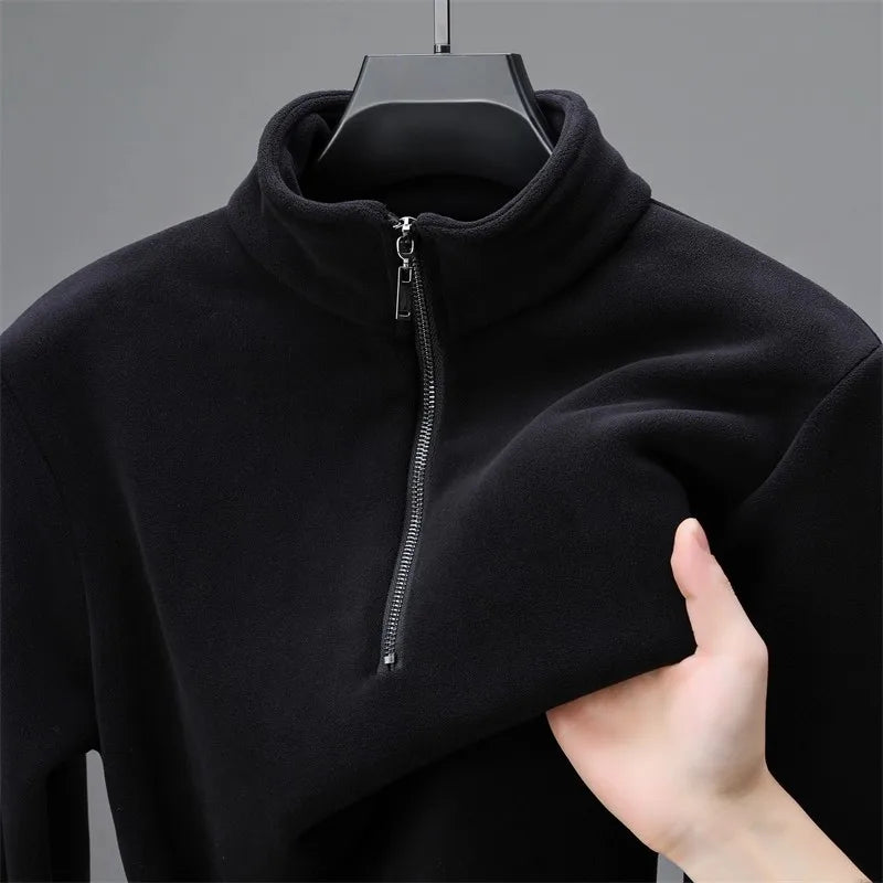 Black T-Sirt High Ne Zipper Design Casual Streetwear