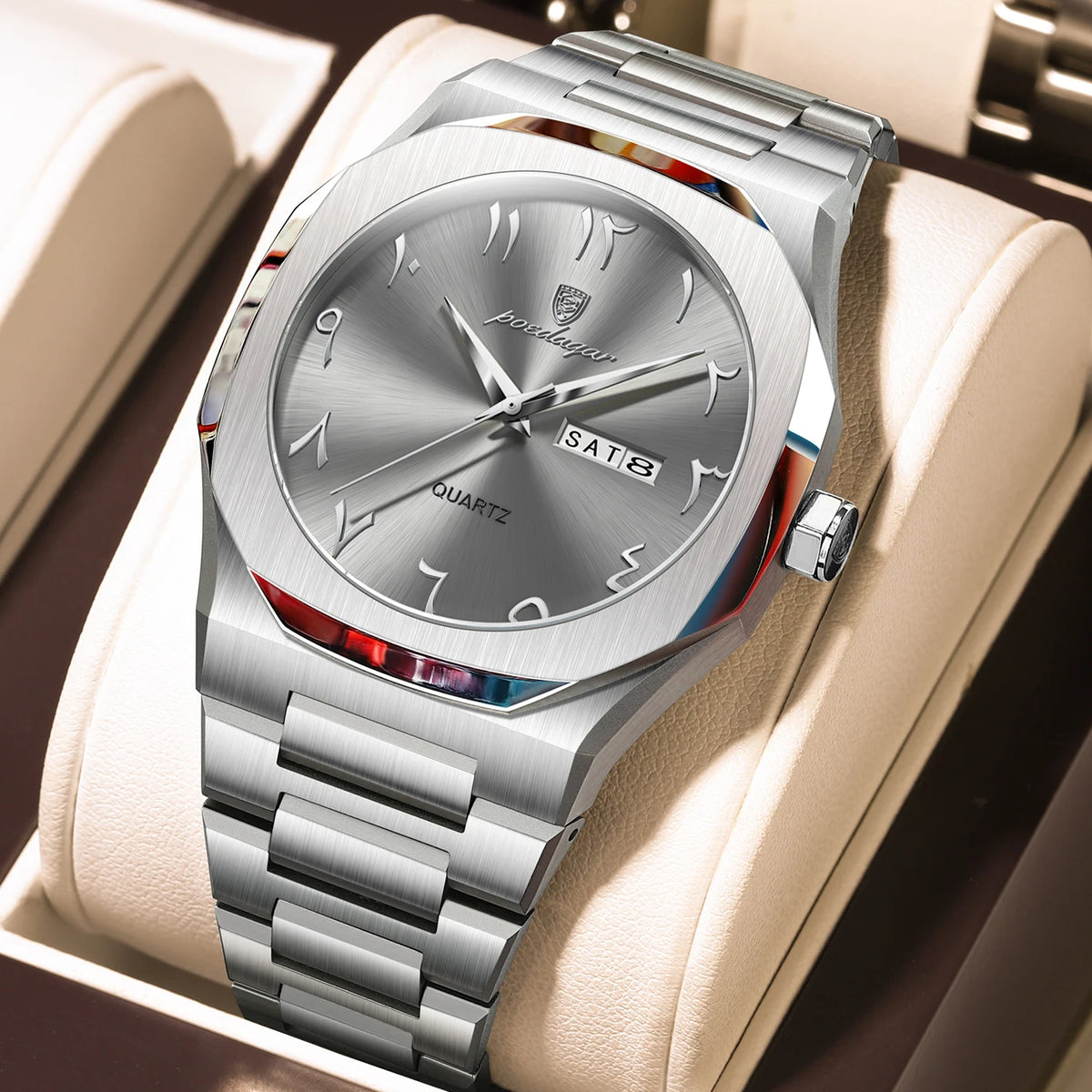 Asymmetric Steel Bracelet Watch