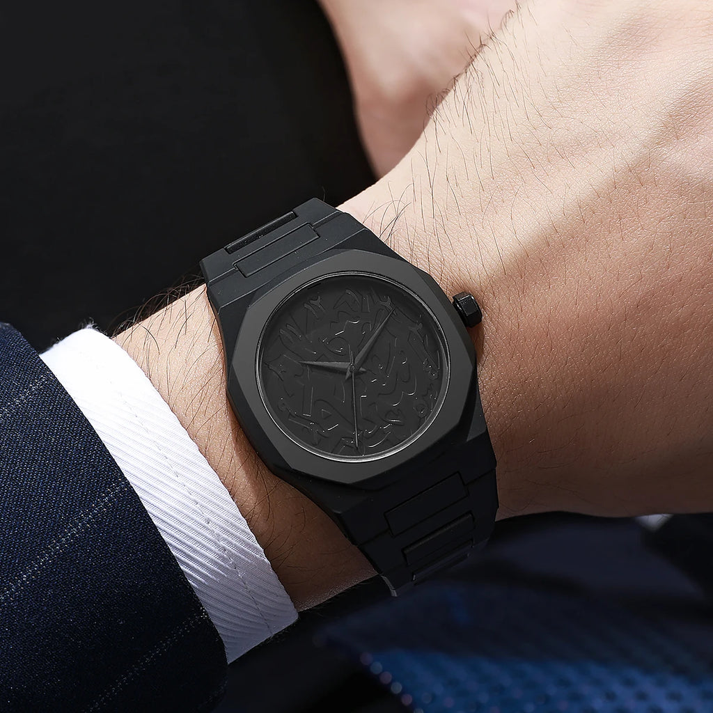 All-black Men's Watch Arabic Creative