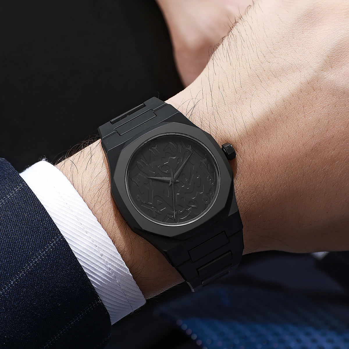 All-black Men's Watch Arabic Creative