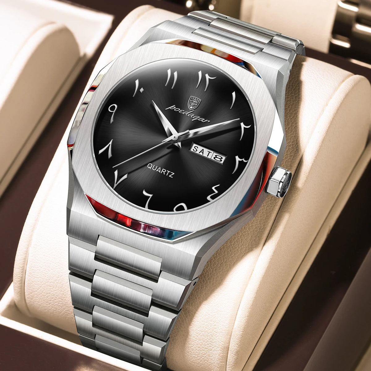 Asymmetric Steel Bracelet Watch