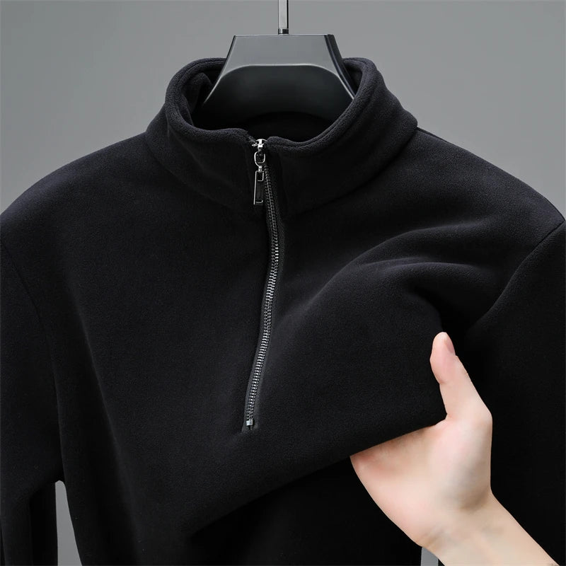 Black T-Sirt High Ne Zipper Design Casual Streetwear