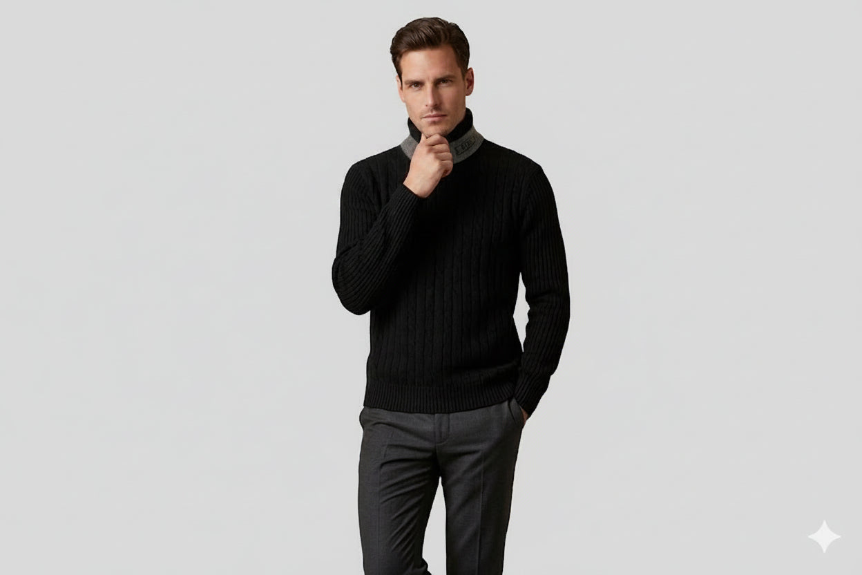 Men's Casual High Neck Pullover